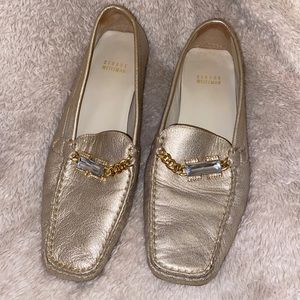 Stuart weitzman gold metallic loafers